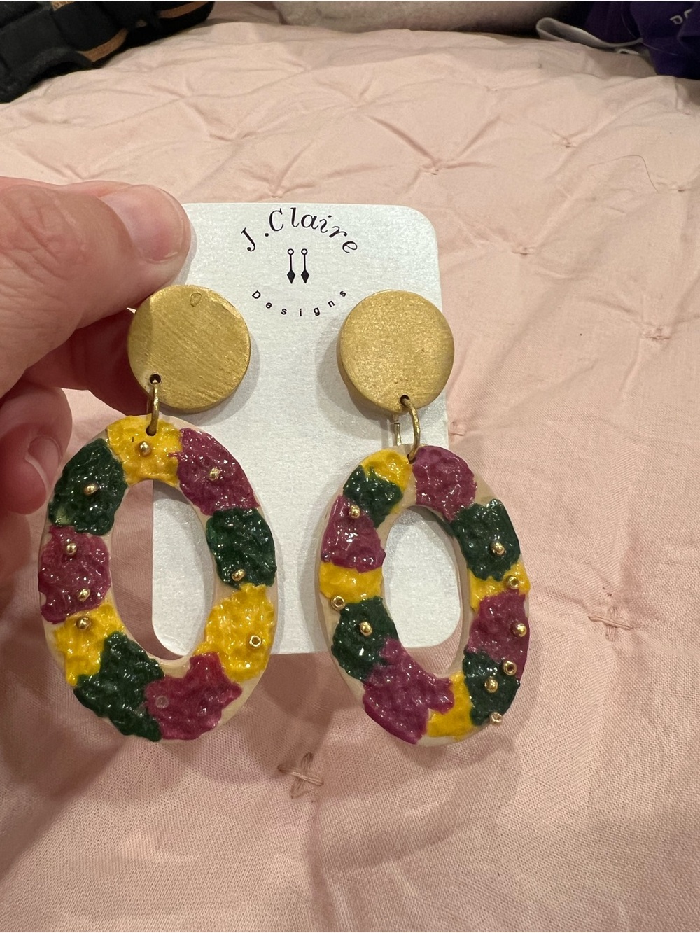 J. Claire Multicolor Floral Oval Drop Earrings - King Cake
